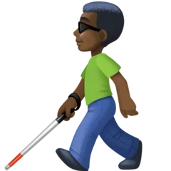 man with white cane: dark skin tone for Facebook-plattformen