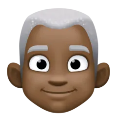 Facebook platformu için man: dark skin tone, white hair