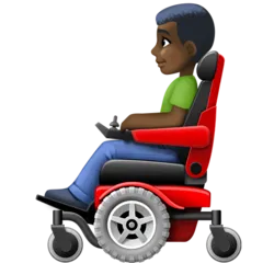 man in motorized wheelchair: dark skin tone สำหรับแพลตฟอร์ม Facebook