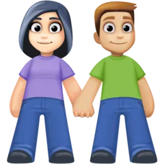 Facebook dla platformy woman and man holding hands: light skin tone, medium-light skin tone