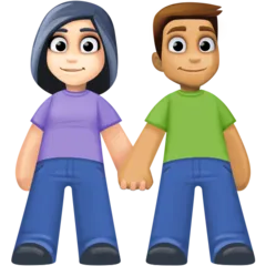 woman and man holding hands: light skin tone, medium skin tone für Facebook Plattform