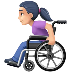 woman in manual wheelchair: light skin tone สำหรับแพลตฟอร์ม Facebook