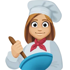 woman cook: medium-light skin tone สำหรับแพลตฟอร์ม Facebook