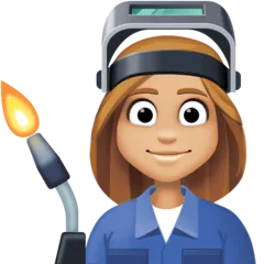 Facebook platformu için woman factory worker: medium-light skin tone