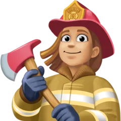 woman firefighter: medium-light skin tone สำหรับแพลตฟอร์ม Facebook