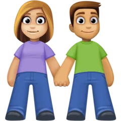 woman and man holding hands: medium-light skin tone, medium skin tone για την πλατφόρμα Facebook