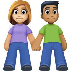 Facebook dla platformy woman and man holding hands: medium-light skin tone, medium-dark skin tone