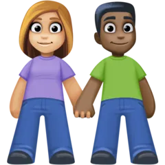 Facebook dla platformy woman and man holding hands: medium-light skin tone, dark skin tone