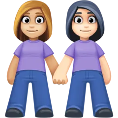 Facebook dla platformy women holding hands: medium-light skin tone, light skin tone