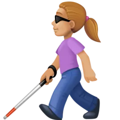 woman with white cane: medium-light skin tone para la plataforma Facebook