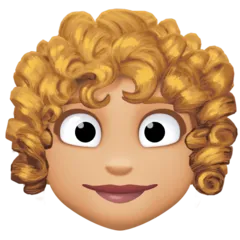 Facebook dla platformy woman: medium-light skin tone, curly hair