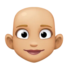 Facebook platformu için woman: medium-light skin tone, bald