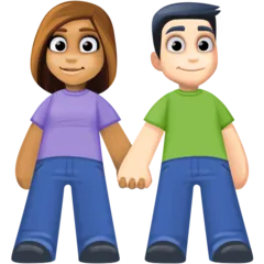Facebook 플랫폼을 위한 woman and man holding hands: medium skin tone, light skin tone