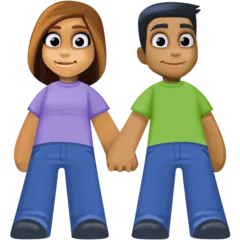 woman and man holding hands: medium skin tone, medium-dark skin tone for Facebook platform