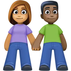 woman and man holding hands: medium skin tone, dark skin tone για την πλατφόρμα Facebook
