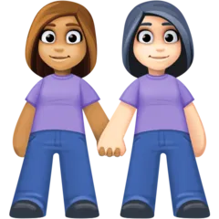 women holding hands: medium skin tone, light skin tone für Facebook Plattform