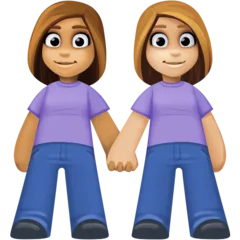women holding hands: medium skin tone, medium-light skin tone for Facebook platform