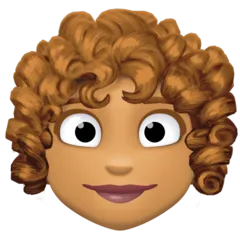 Facebook platformu için woman: medium skin tone, curly hair