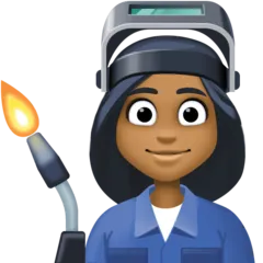 woman factory worker: medium-dark skin tone สำหรับแพลตฟอร์ม Facebook