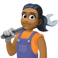 woman mechanic: medium-dark skin tone สำหรับแพลตฟอร์ม Facebook