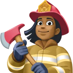 woman firefighter: medium-dark skin tone สำหรับแพลตฟอร์ม Facebook