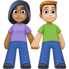 Facebook dla platformy woman and man holding hands: medium-dark skin tone, medium-light skin tone