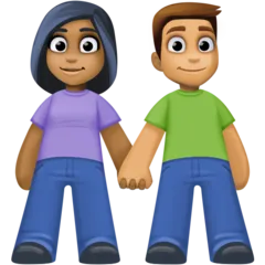 woman and man holding hands: medium-dark skin tone, medium skin tone για την πλατφόρμα Facebook