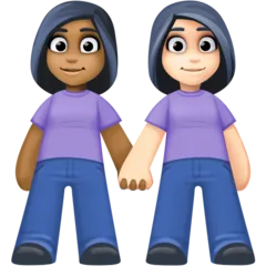 Facebook dla platformy women holding hands: medium-dark skin tone, light skin tone