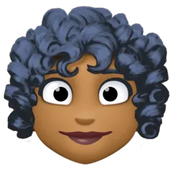 Facebook dla platformy woman: medium-dark skin tone, curly hair