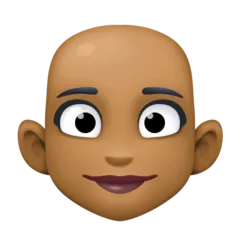 Facebook platformu için woman: medium-dark skin tone, bald