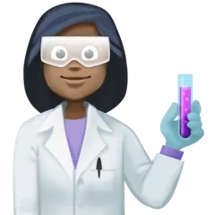 Facebook platformu için woman scientist: dark skin tone