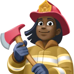 woman firefighter: dark skin tone สำหรับแพลตฟอร์ม Facebook
