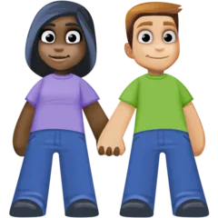 Facebook dla platformy woman and man holding hands: dark skin tone, medium-light skin tone