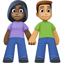 woman and man holding hands: dark skin tone, medium skin tone για την πλατφόρμα Facebook