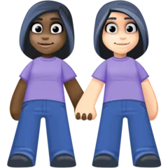 Facebook dla platformy women holding hands: dark skin tone, light skin tone