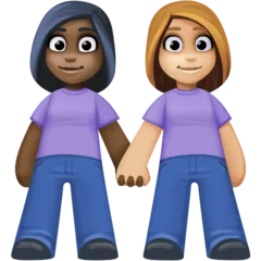 women holding hands: dark skin tone, medium-light skin tone für Facebook Plattform