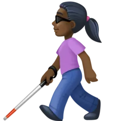 woman with white cane: dark skin tone para la plataforma Facebook