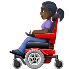 woman in motorized wheelchair: dark skin tone สำหรับแพลตฟอร์ม Facebook