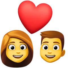 Facebookプラットフォームのcouple with heart: woman, man
