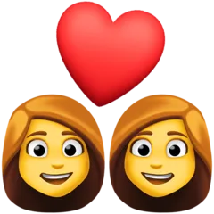 Facebook 平台中的 couple with heart: woman, woman
