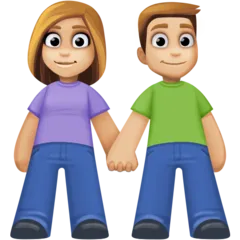 woman and man holding hands: medium-light skin tone สำหรับแพลตฟอร์ม Facebook