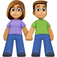woman and man holding hands: medium skin tone untuk platform Facebook
