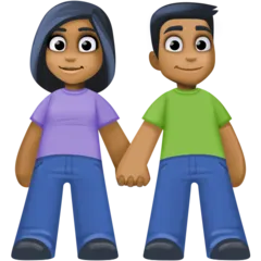 woman and man holding hands: medium-dark skin tone per la piattaforma Facebook