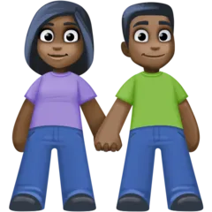 woman and man holding hands: dark skin tone untuk platform Facebook