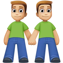 men holding hands: medium-light skin tone untuk platform Facebook