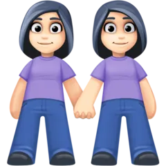 women holding hands: light skin tone لمنصة Facebook
