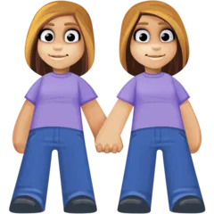 women holding hands: medium-light skin tone per la piattaforma Facebook