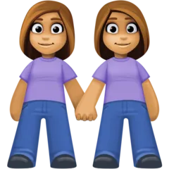 women holding hands: medium skin tone untuk platform Facebook