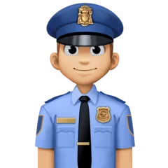 man police officer: medium-light skin tone for Facebook platform
