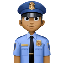man police officer: medium-dark skin tone for Facebook platform